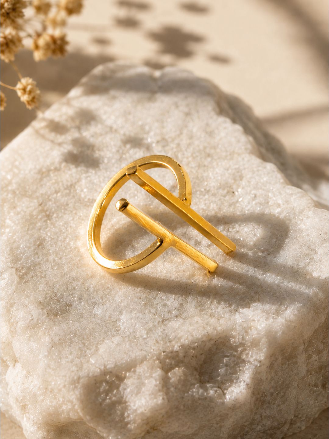 Brass parallel lines ring, jewellery accessory
