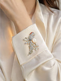 Copper parrot with a pearl brooch, jewellery accessory