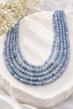 Sapphire Onyx Rondelle Beads Seven Layer Neckpiece