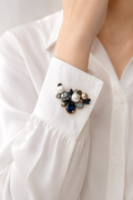 Sapphire Pearl Flowers Brooch
