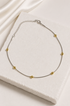 Silver with Gold Beads Anklet