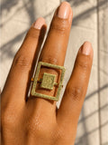 Brass square in square ring, jewellery accessory