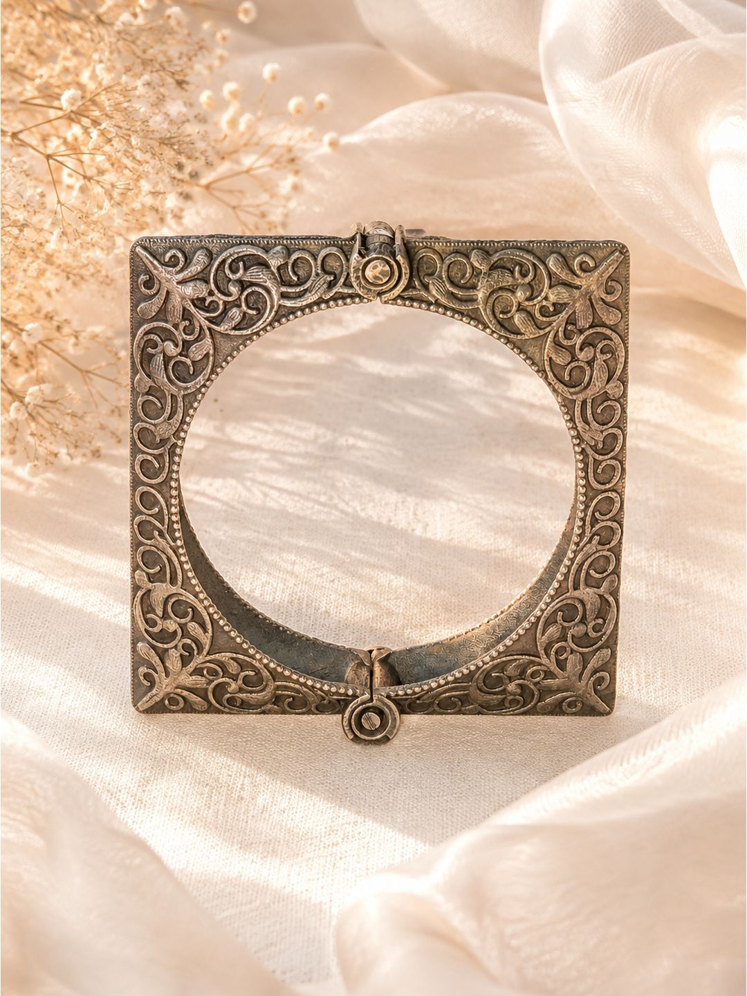 Oxidised brass square oxd bangle handcuff, jewellery accessory