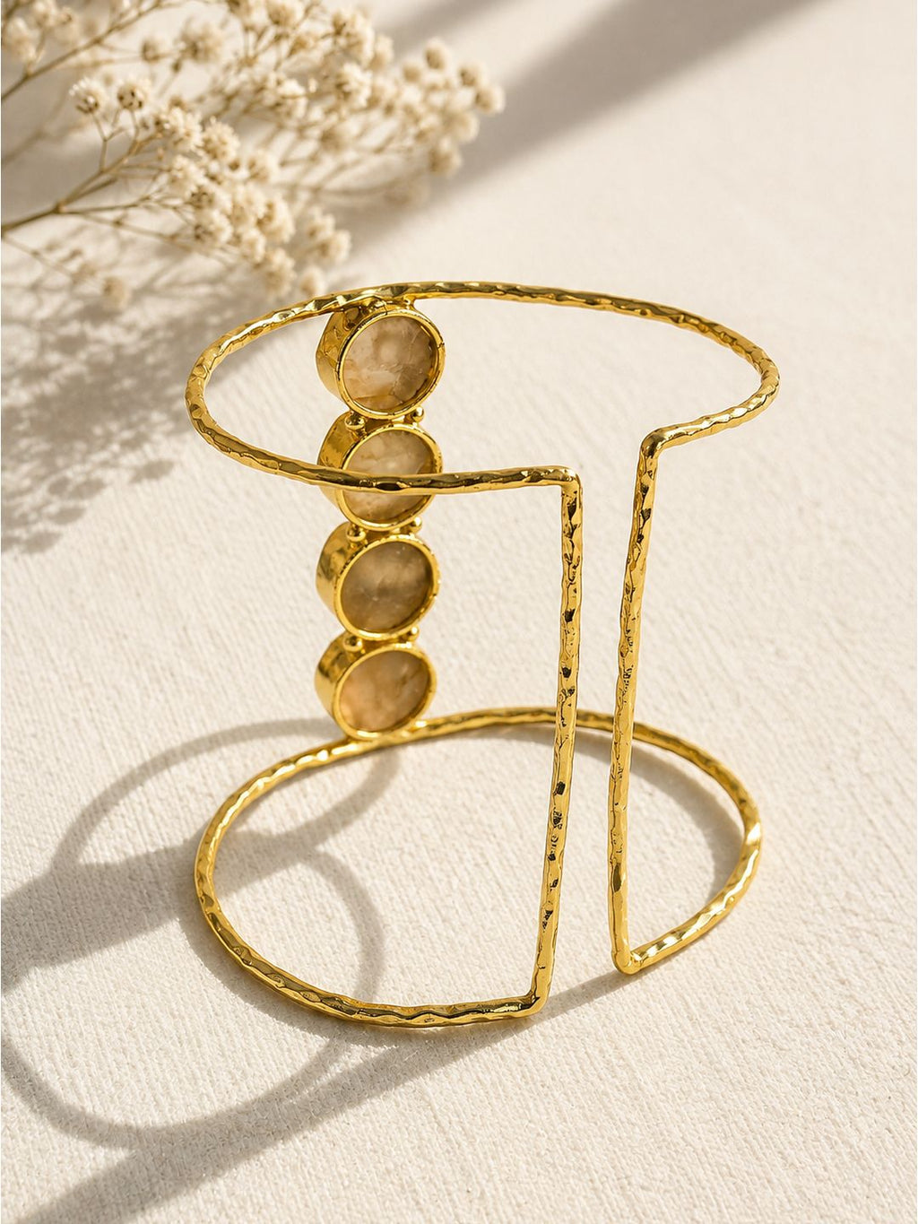Brass stone bridge handcuff, jewellery accessory
