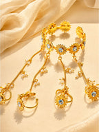 Brass sunflower stone studded haathphool, jewellery accessory