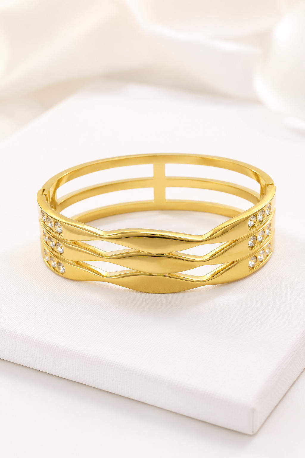 Triple Layered Crystal Cuff