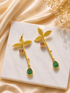 Three Petal Leaf Long Earring