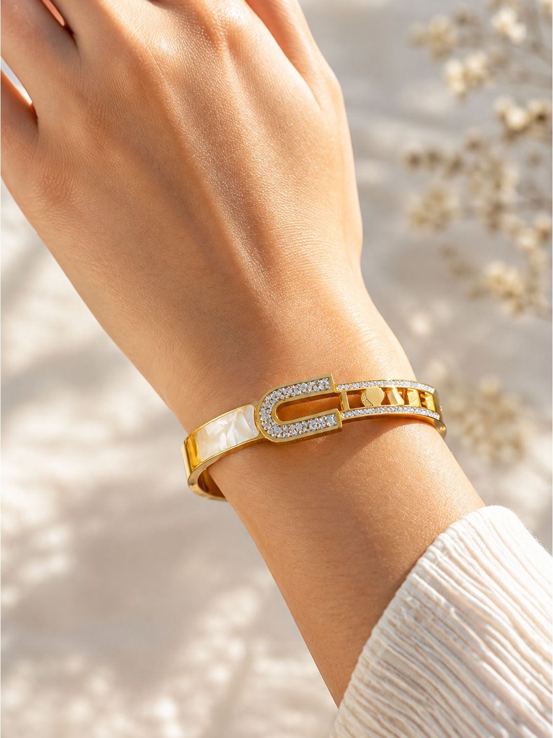 Anti-tarnish stainless steel u shaped mop bangle, jewellery accessory