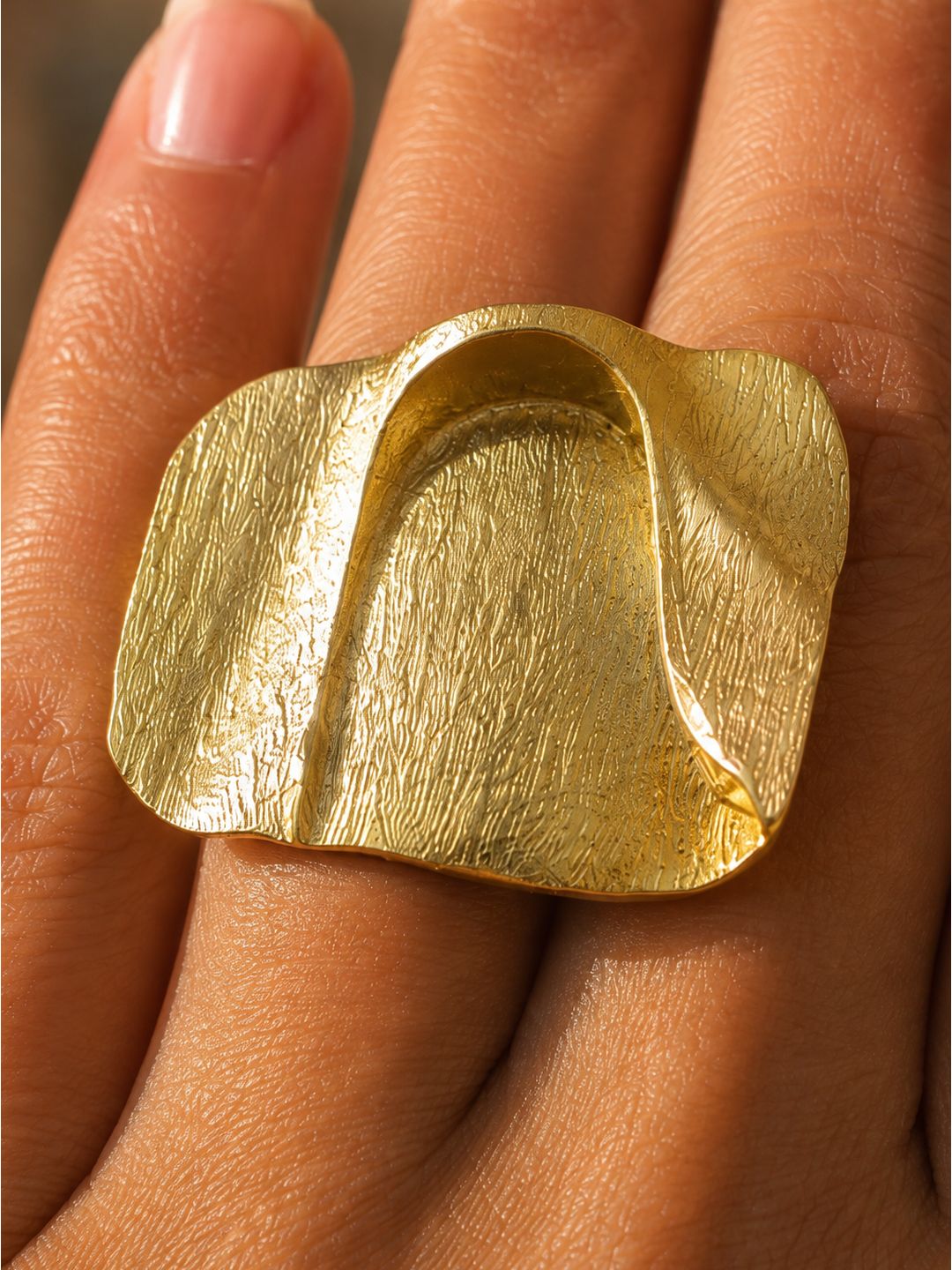 Brass wide folded ring, jewellery accessory
