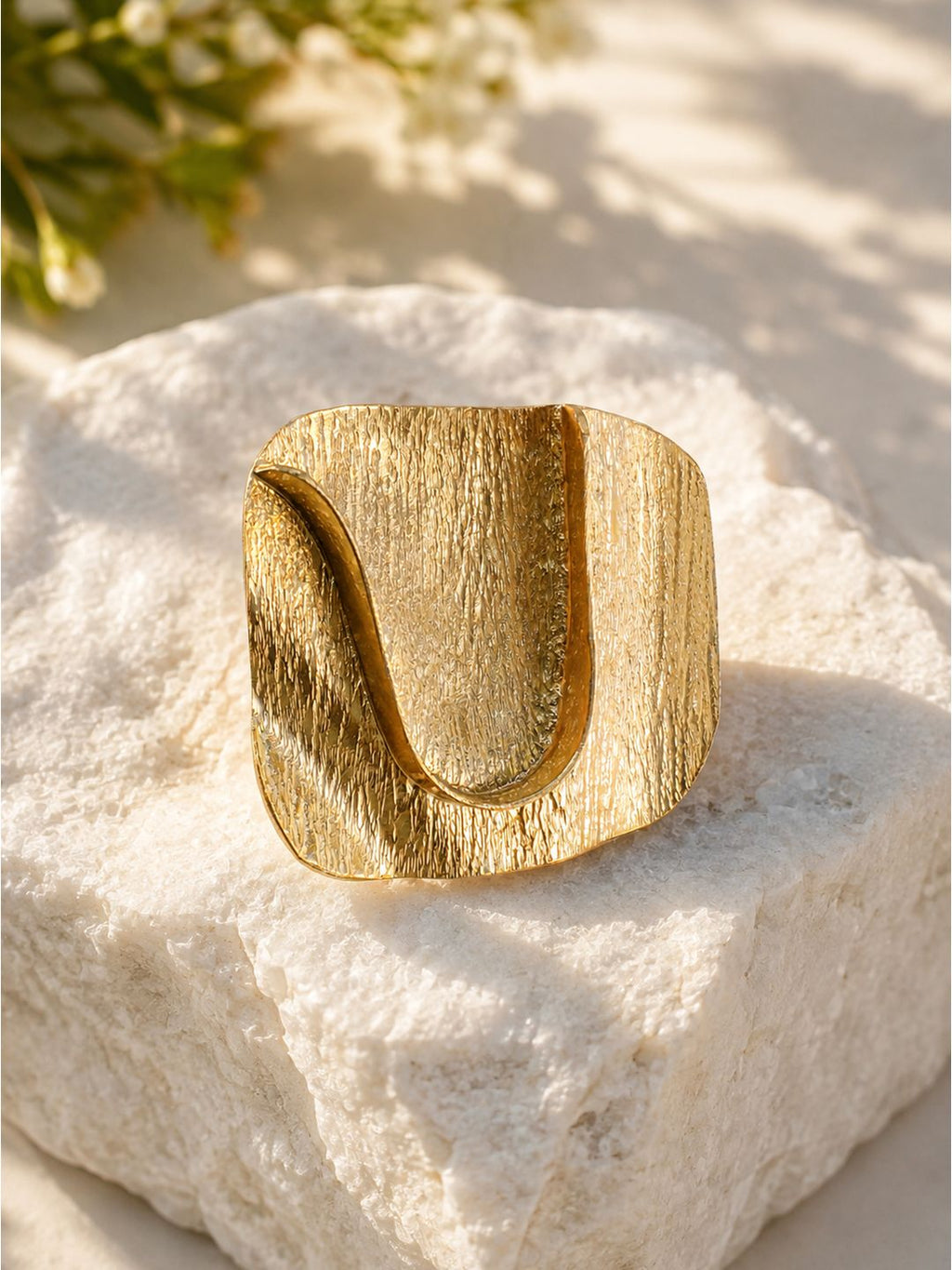 Brass wide folded ring, jewellery accessory