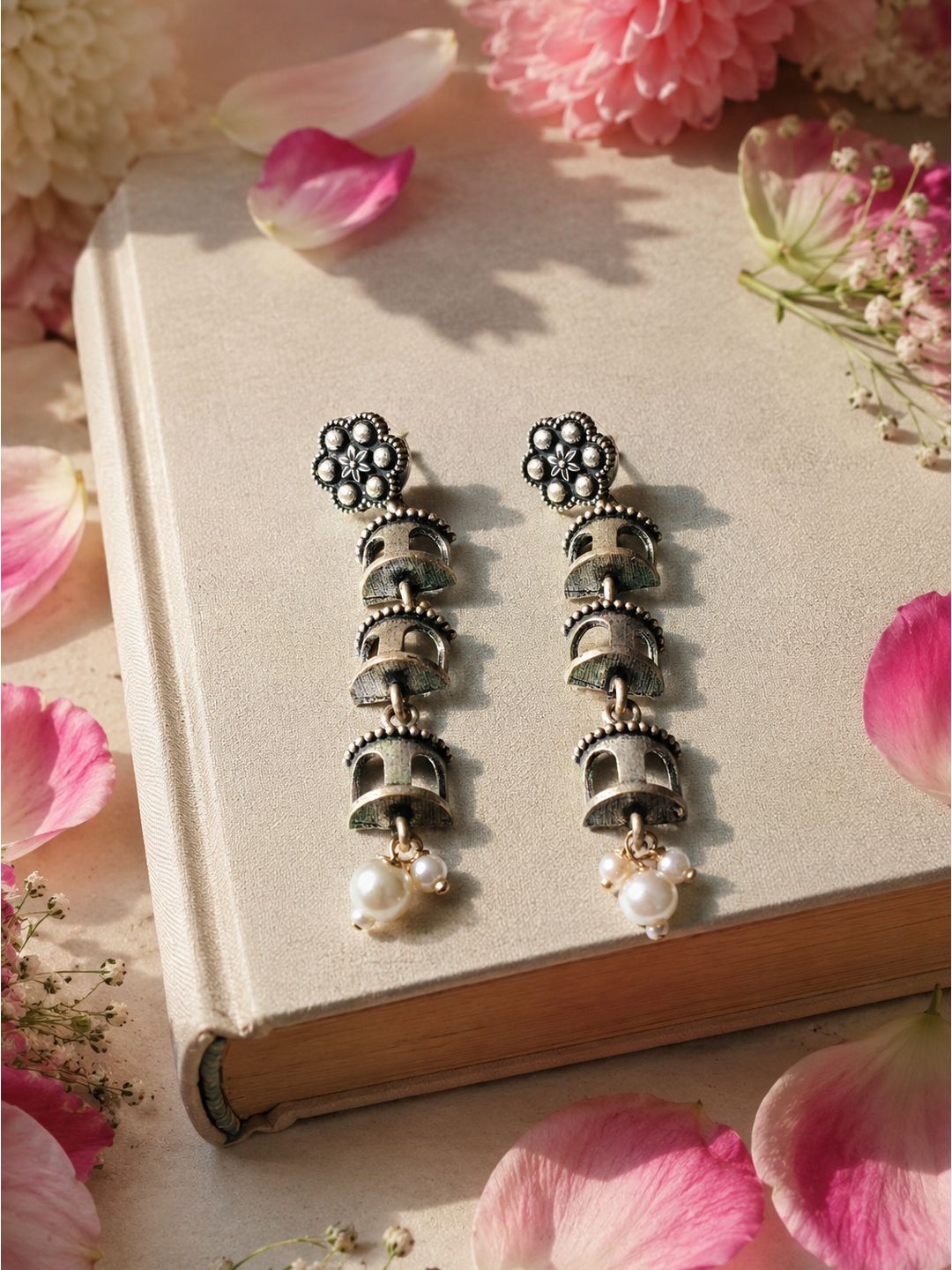 Oxidised brass window layered dangler, jewellery accessory