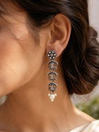Oxidised brass window layered dangler, jewellery accessory