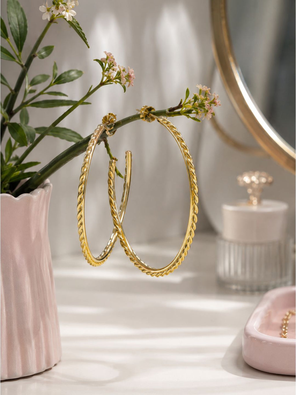 Brass wired big hoops earrings, jewellery accessory