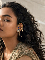 Brass flower chain ear cuffs earrings, jewellery accessory