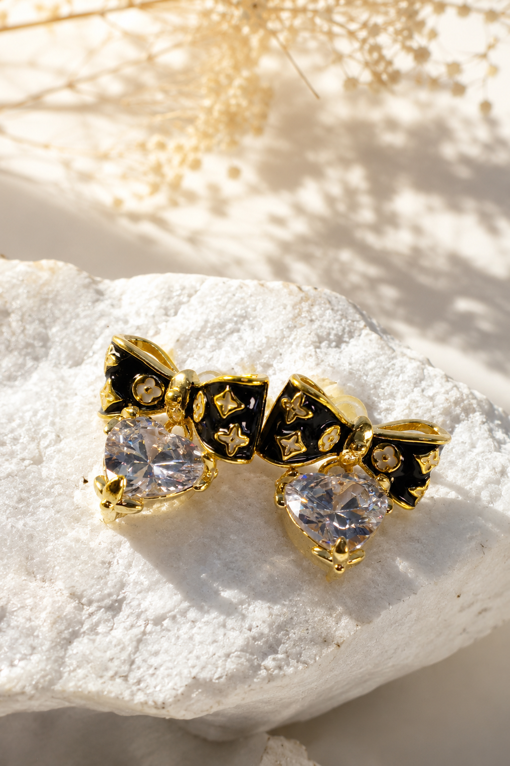 Bow with Crystal Heart Dangler