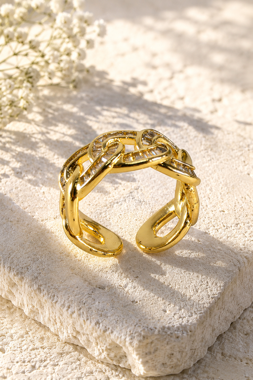Anti-tarnish stainless steel circular chain band ring, jewellery accessory