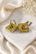 Double Tone Square Hoops