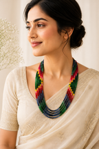 Five Layers Multicolored Semi-Precious Stones Neckpiece