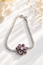 Lavender Flower Tennis Bracelet