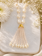 Light Pink Pearl Tasseled Neckpiece Set