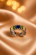 Anti-tarnish multicolored stones ear cuff earrings, jewellery accessory