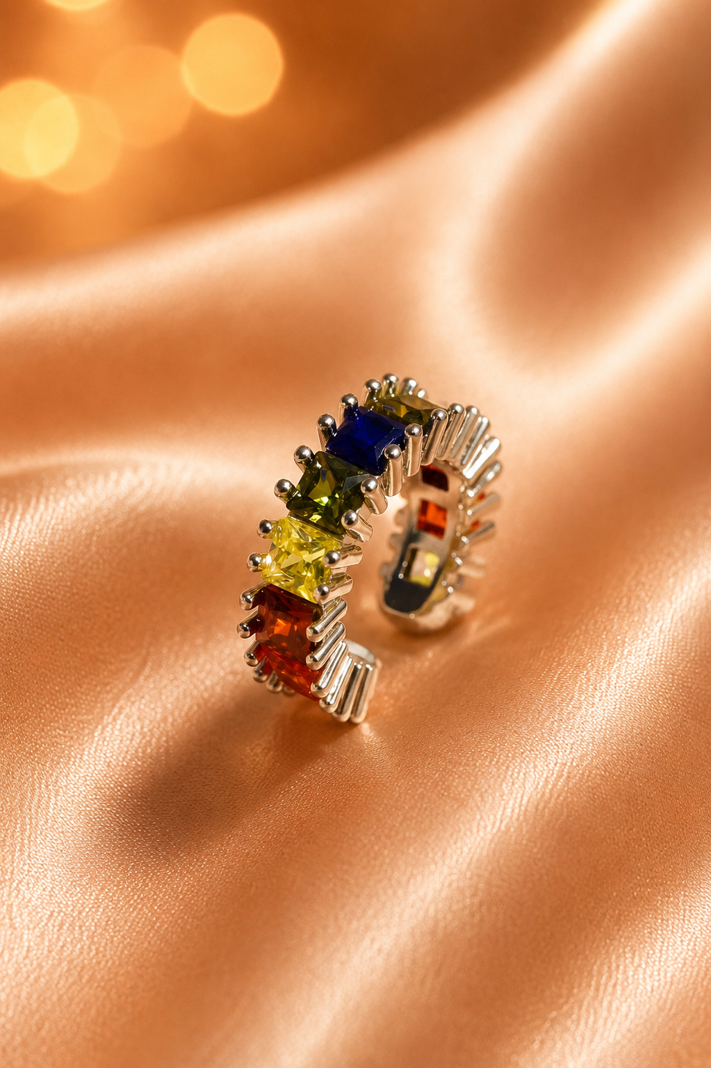 Multicolored Stones Ear Cuff