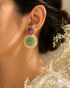 Pearl Studded Uncut Stones Danglers