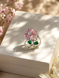 Pink Rotating Flower Branch Ring