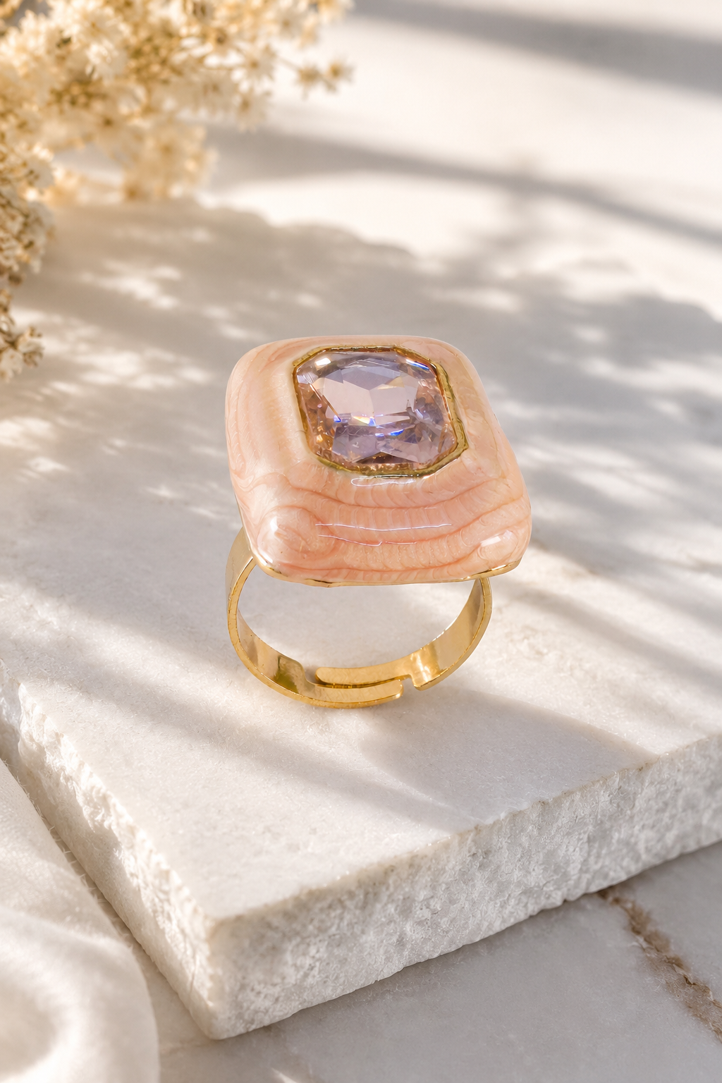 Pink Statement Ring with Crystal