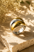 Silver Gold Statement Ring