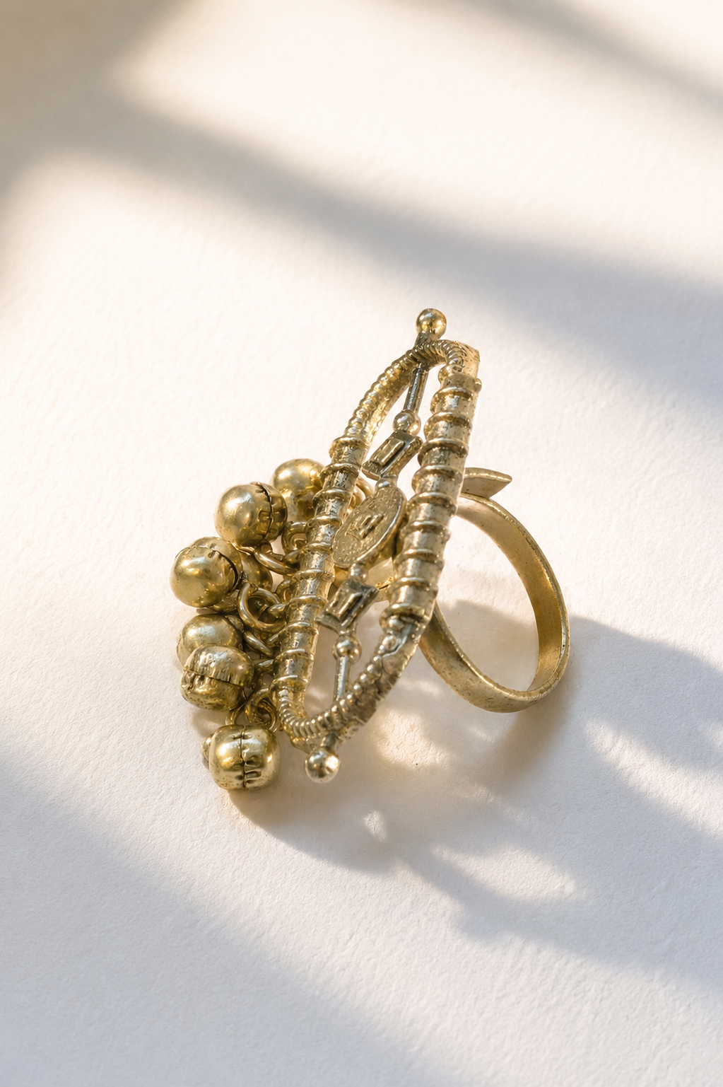 Tribal Oxidised Ring with Ghungaroo