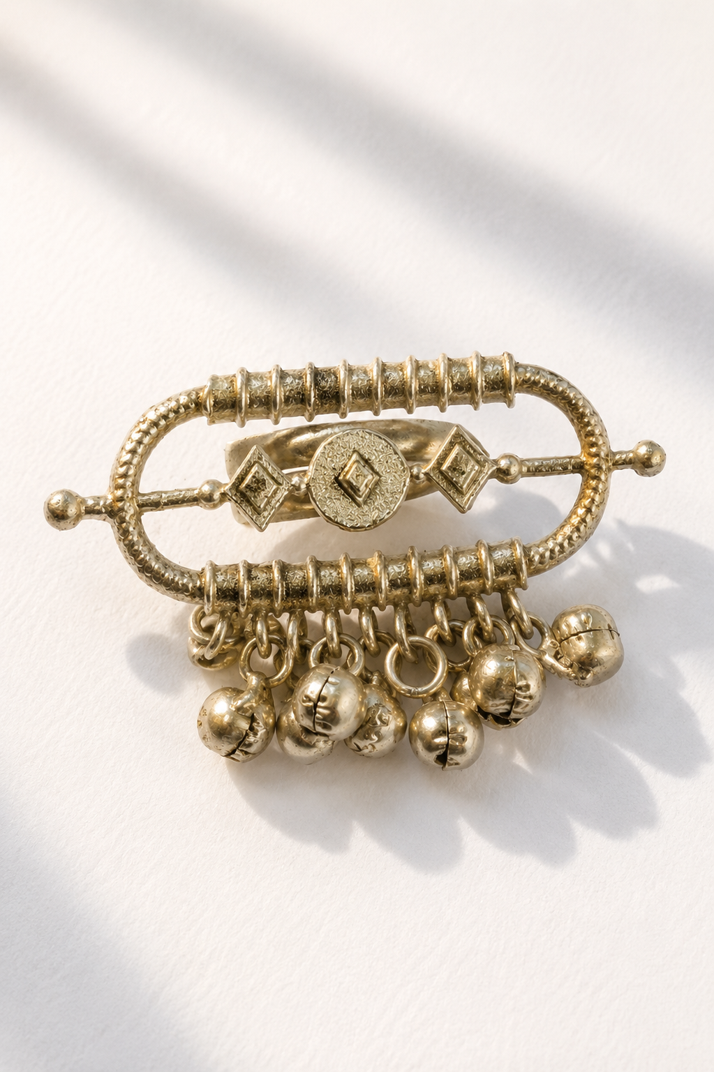 Tribal Oxidised Ring with Ghungaroo
