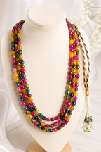 Triple Layer Multicolored Semiprecious Stone Neckpiece