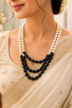 Triple Layer Multivariant Semiprecious Stones Neckpiece