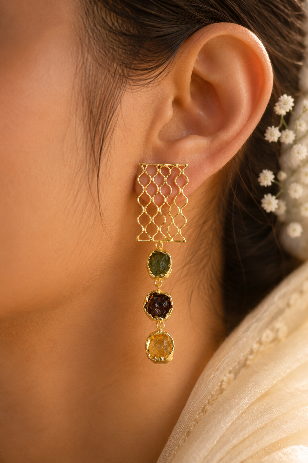 Waterfall Stones Long Dangler