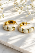 White Gold Enameled Hoops
