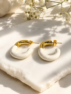 White Enameled Long U Hoops