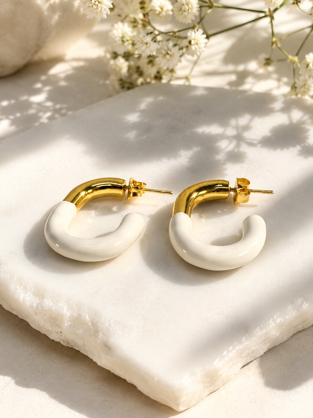 White Enameled Long U Hoops
