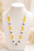 Yellow Agate and White Pearl Neckpiece